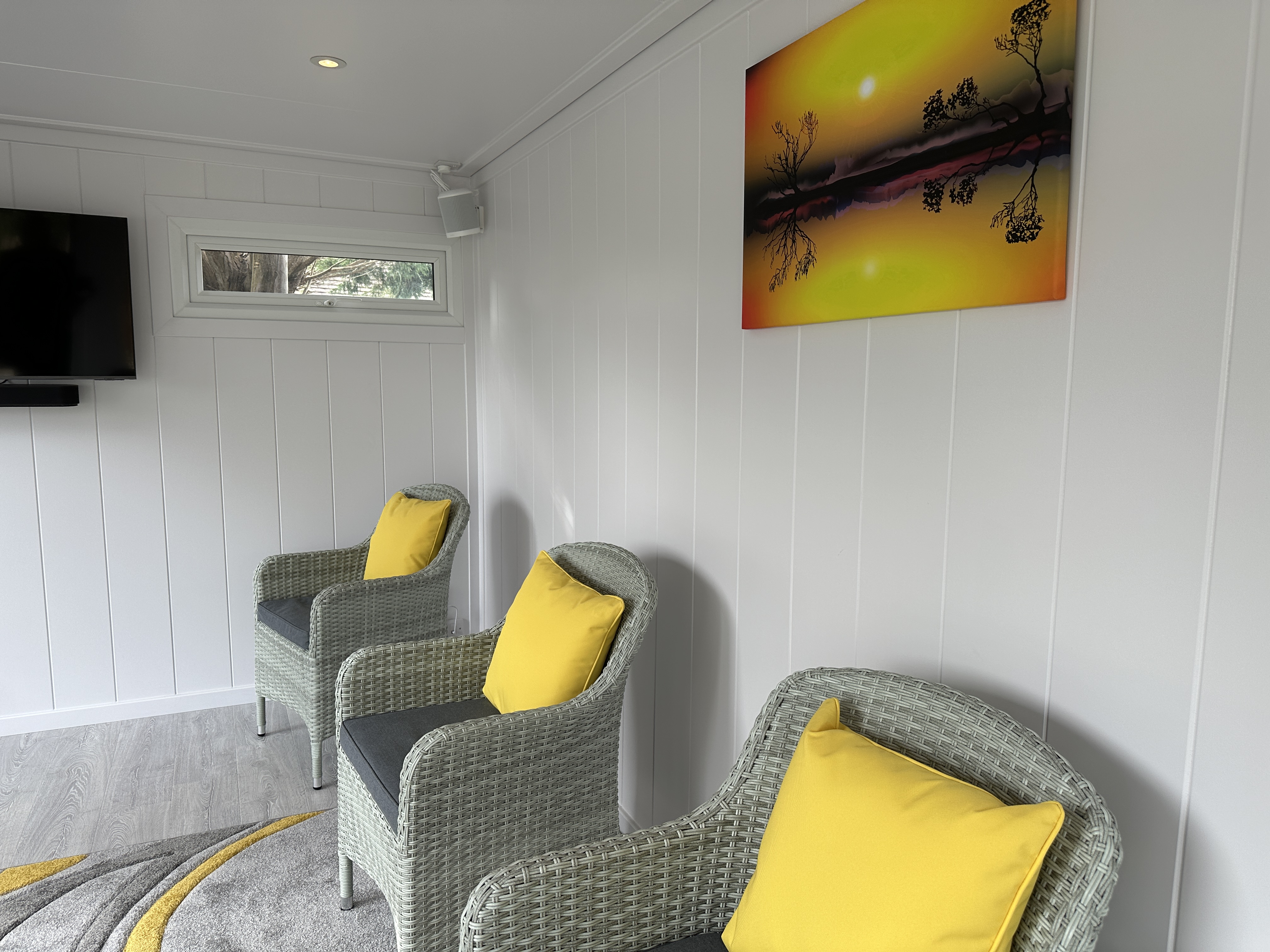 Cantilevered garden room interior